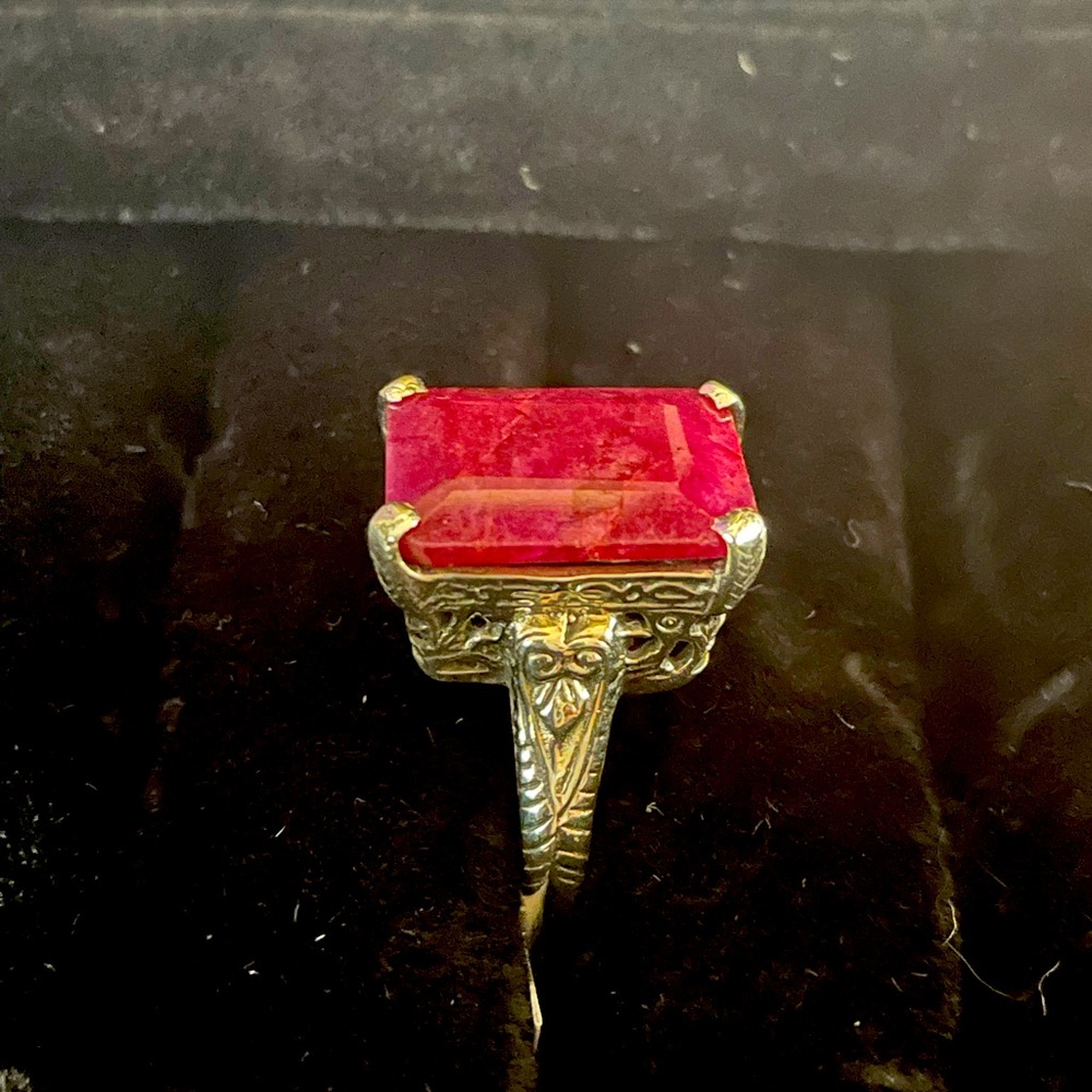 Gorgeous red ruby sterling silver ring